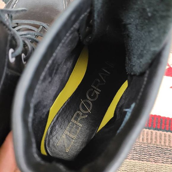 Cole Haan Black Leather Tall Boot Sz 13 Lace Up Lightweight Water Resistant - Picture 6 of 11